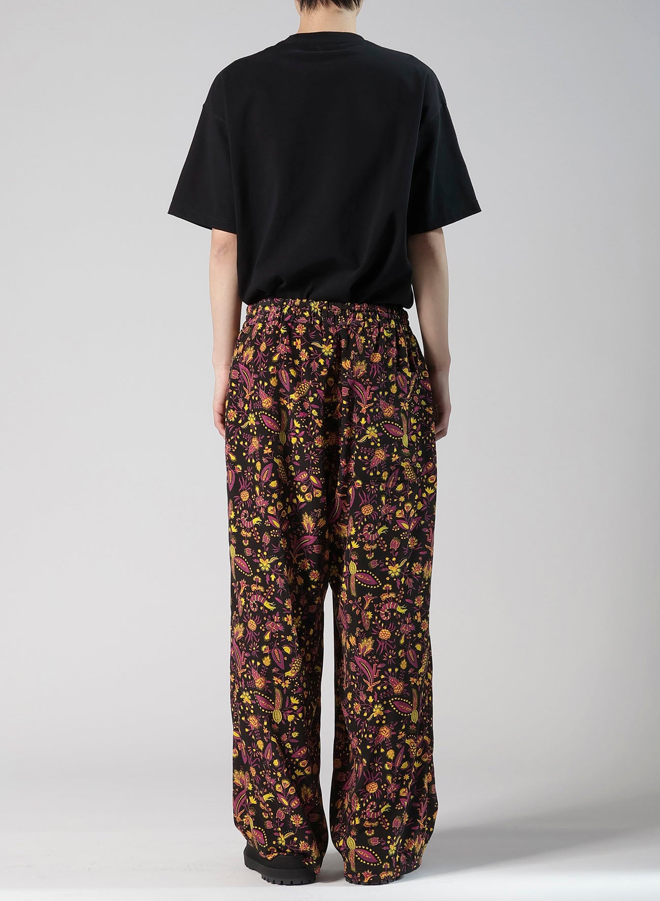 FLOWER PRINT ELASTIC WAIST PANTS