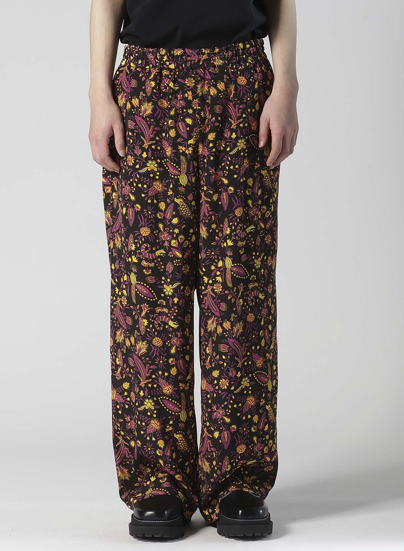 FLOWER PRINT ELASTIC WAIST PANTS