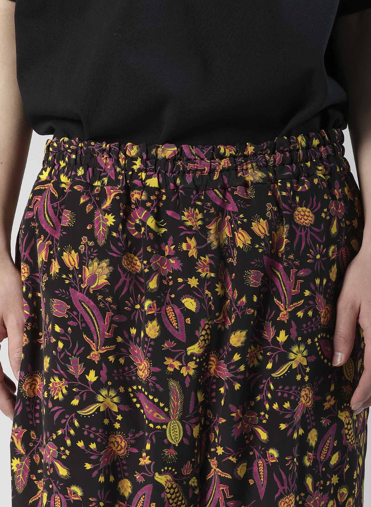 FLOWER PRINT ELASTIC WAIST PANTS