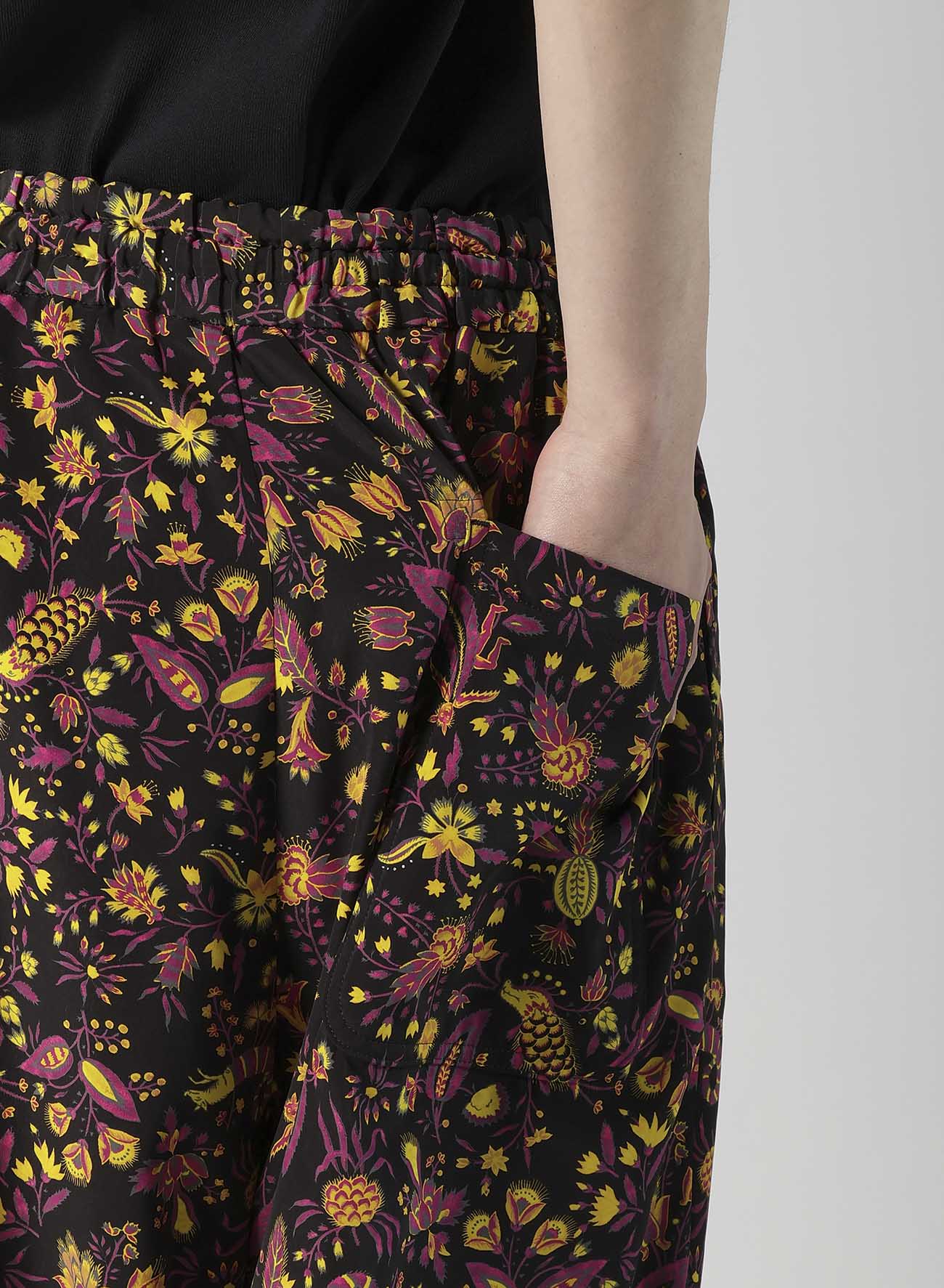 FLOWER PRINT ELASTIC WAIST PANTS