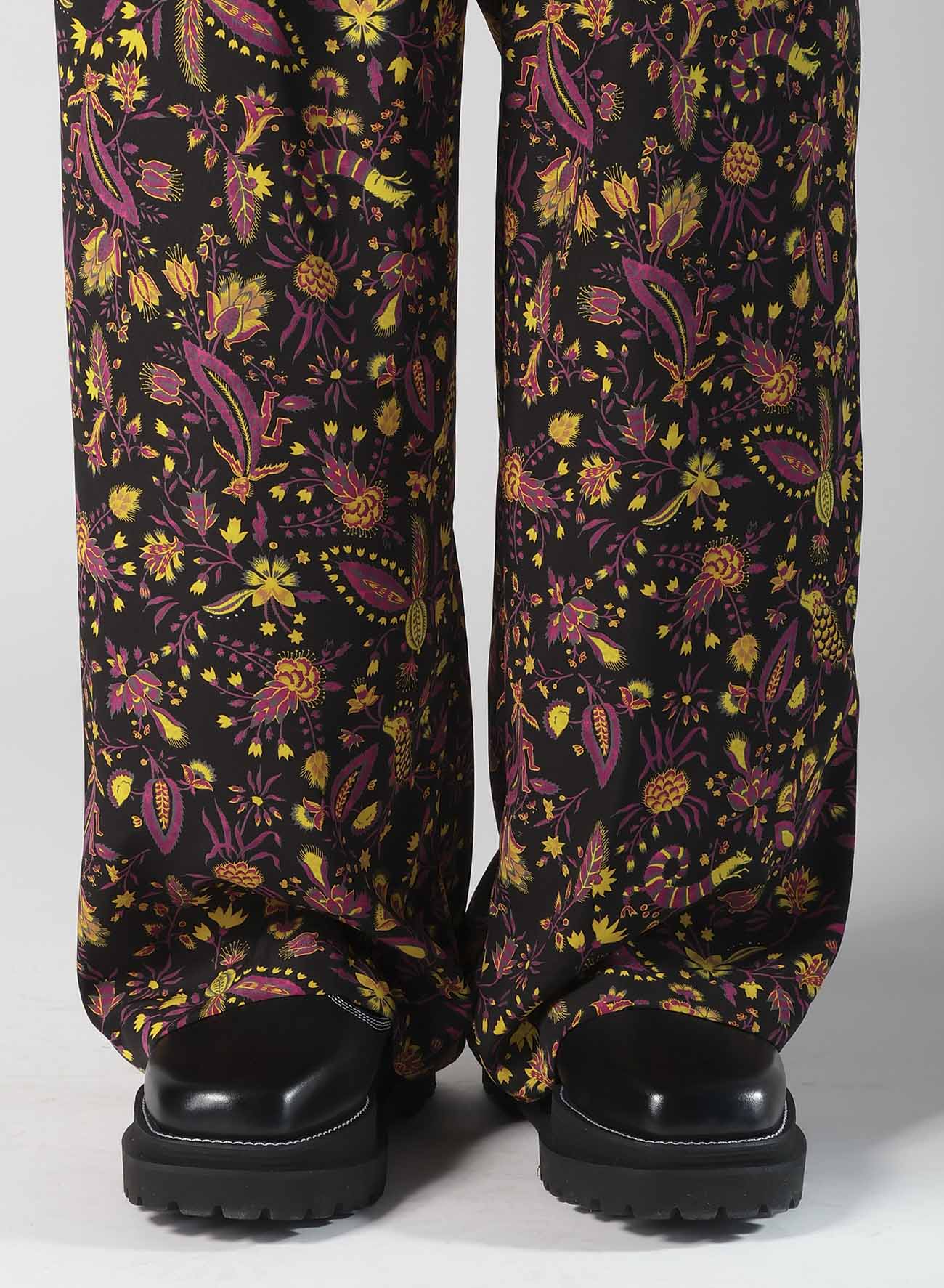 FLOWER PRINT ELASTIC WAIST PANTS