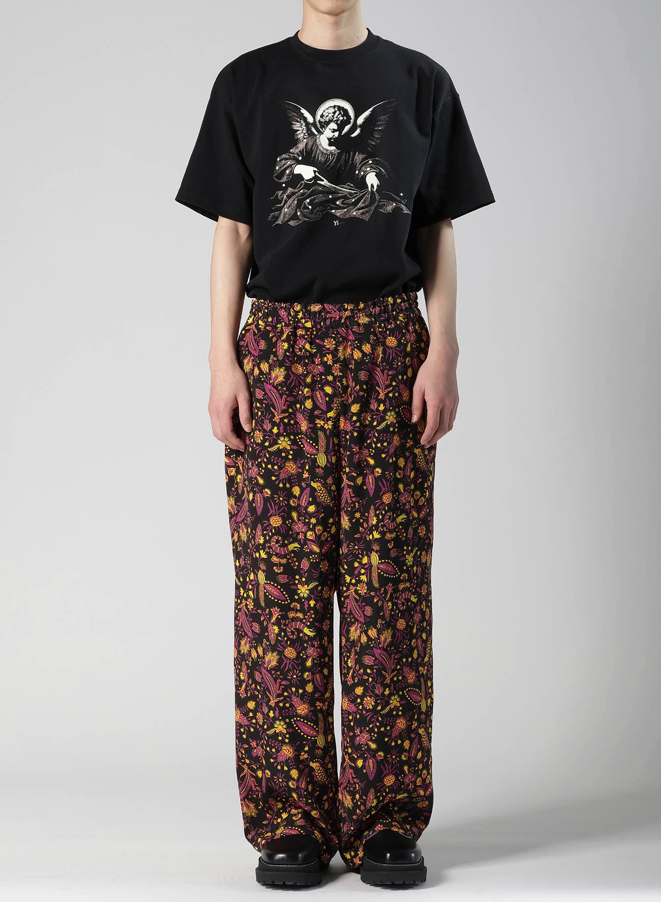 FLOWER PRINT ELASTIC WAIST PANTS