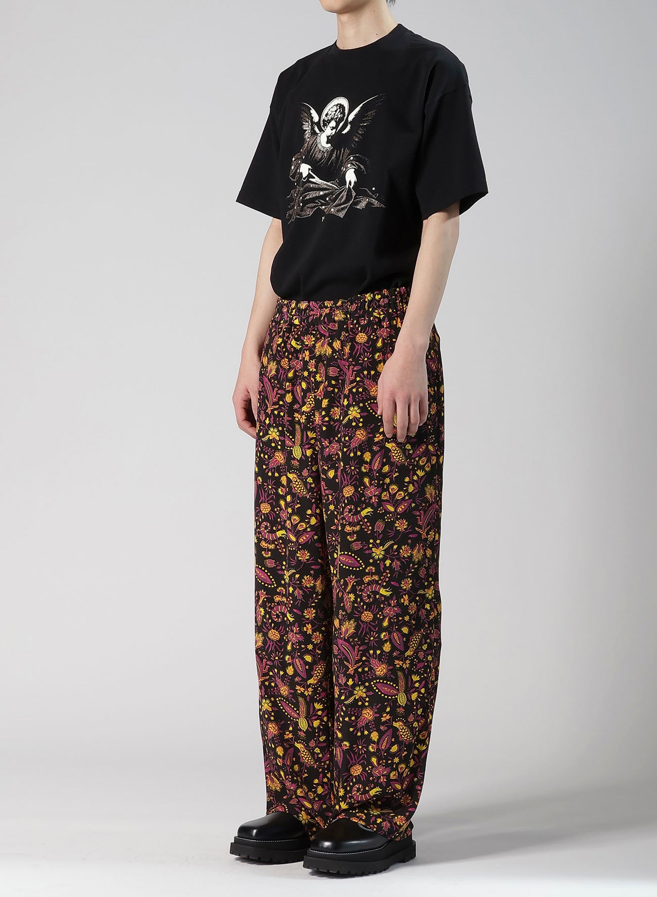 FLOWER PRINT ELASTIC WAIST PANTS