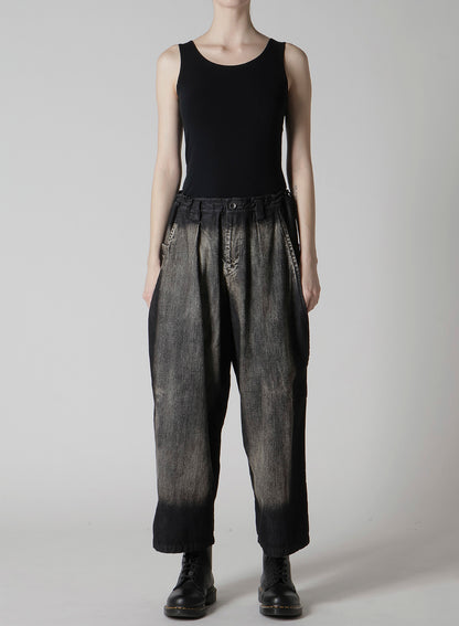 SPOTTED DENIM FRONT BIG POCKET PANTS