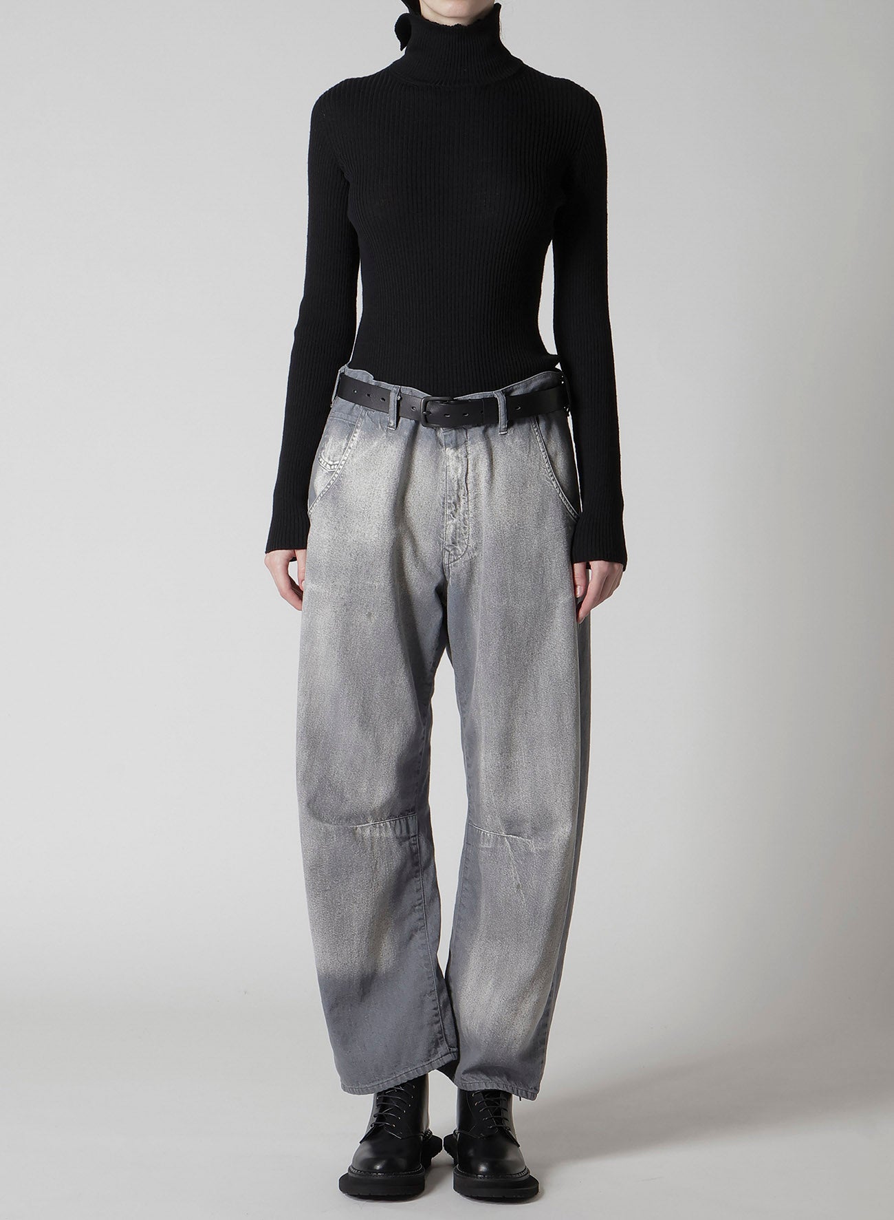 SPOTTED DENIM WIDE PANTS