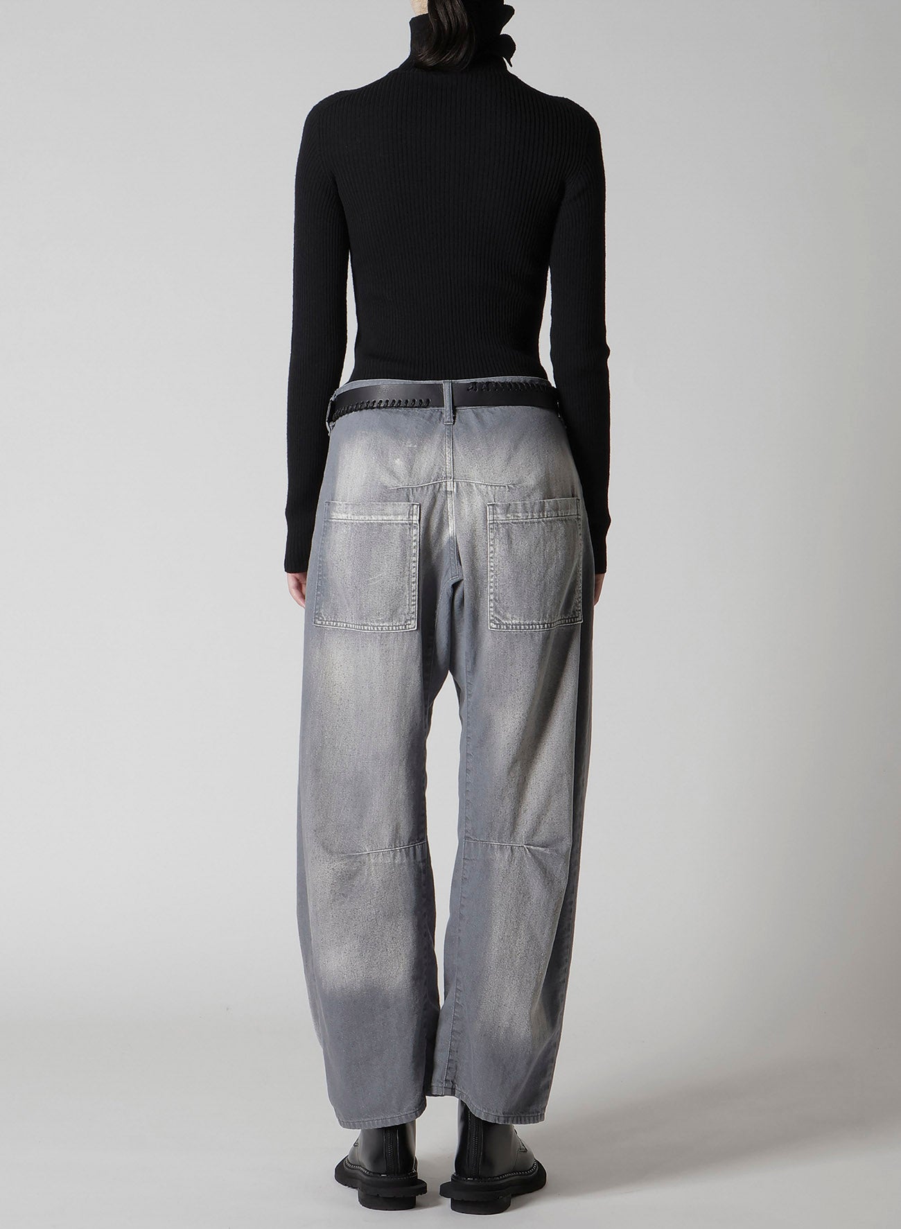 SPOTTED DENIM WIDE PANTS