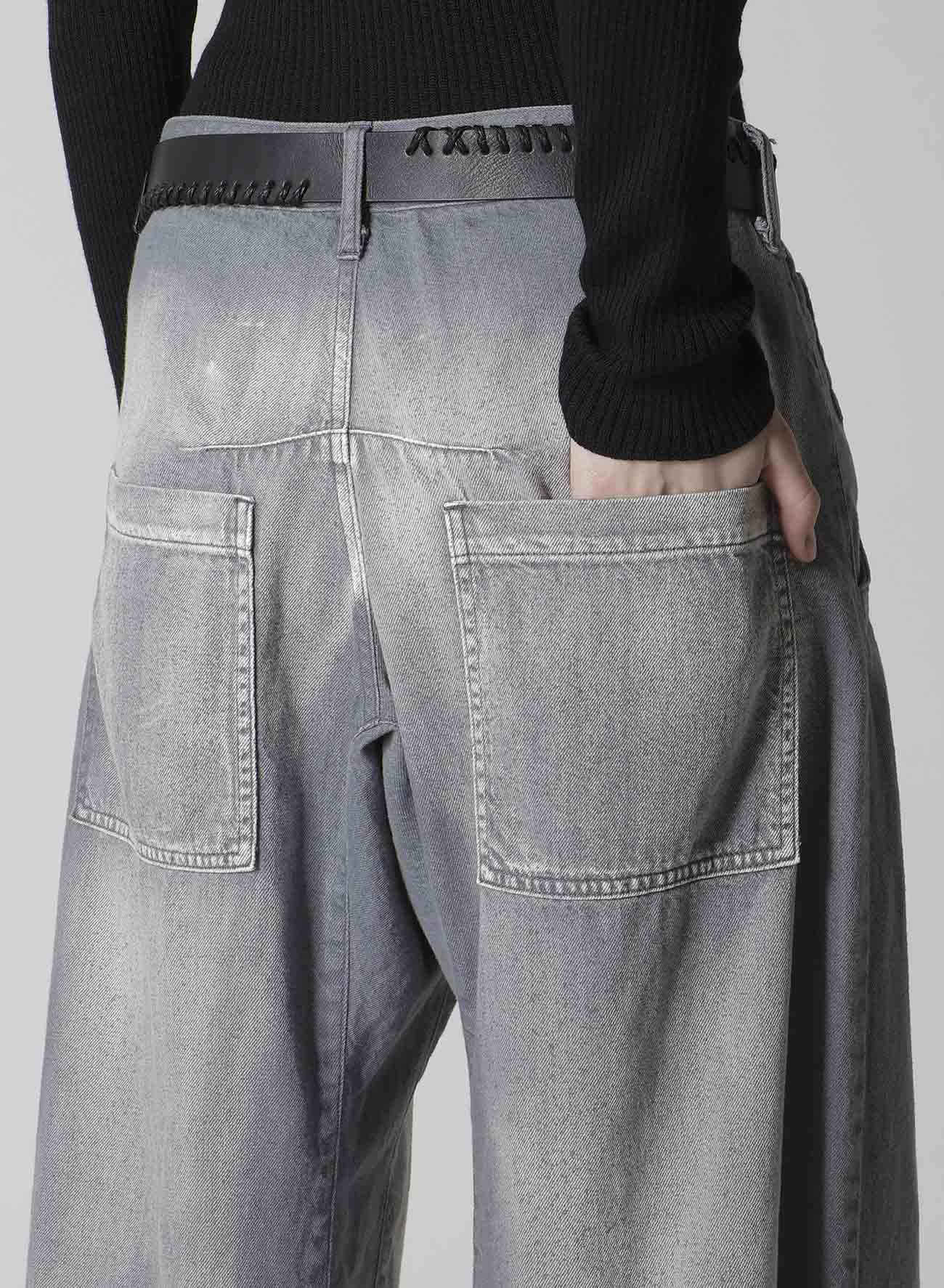 SPOTTED DENIM WIDE PANTS