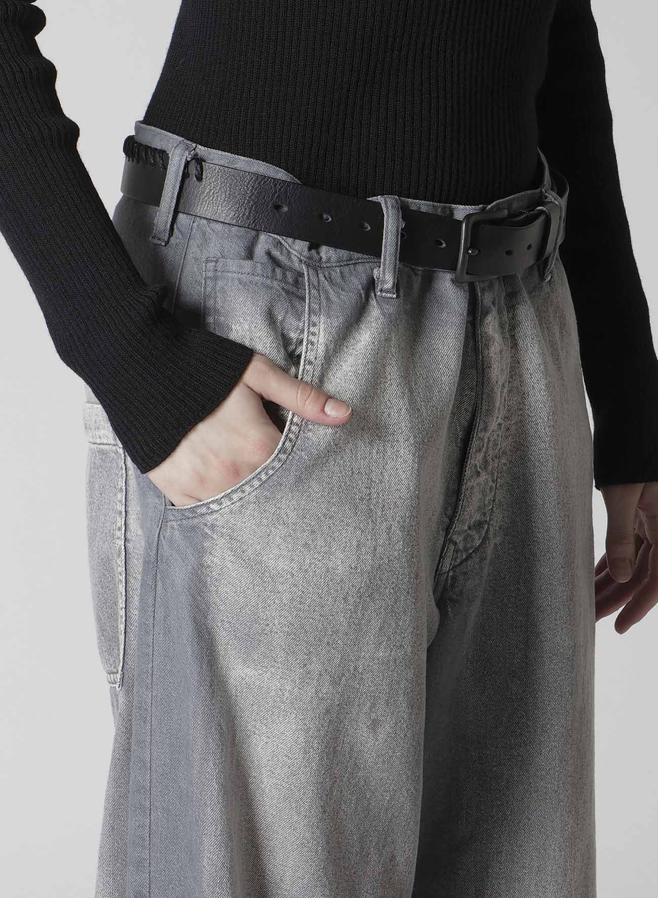 SPOTTED DENIM WIDE PANTS