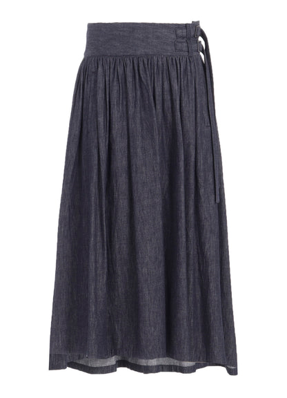 6OZ DENIM GARMENTFINISH ASYMMTRIC GATHER SKIRT