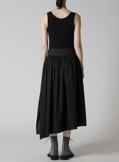 6OZ DENIM GARMENTFINISH ASYMMTRIC GATHER SKIRT