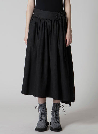 6OZ DENIM GARMENTFINISH ASYMMTRIC GATHER SKIRT