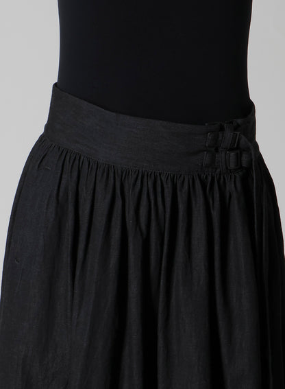 6OZ DENIM GARMENTFINISH ASYMMTRIC GATHER SKIRT