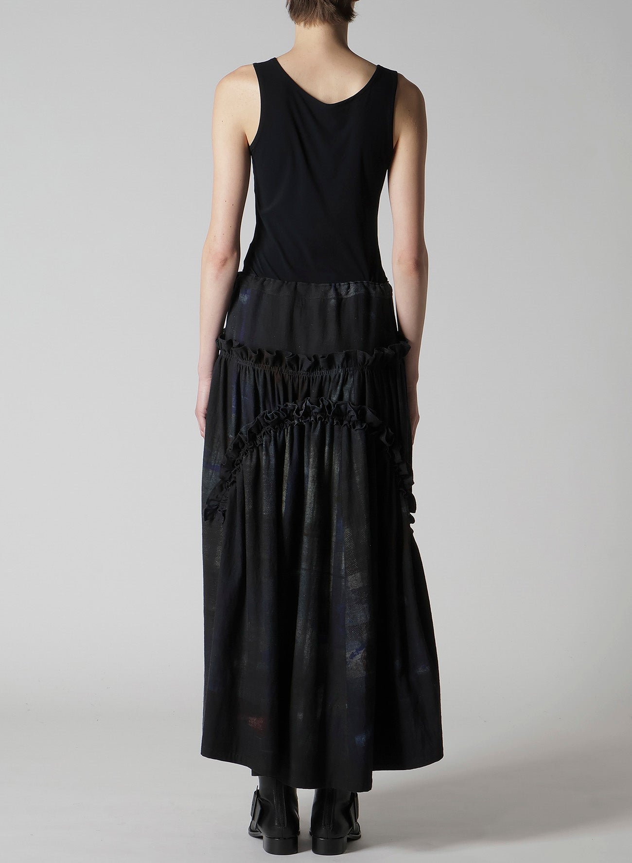 6OZ DENIM FRILL GATHERED SKIRT