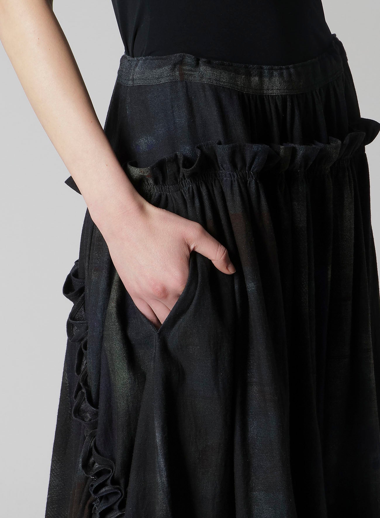 6OZ DENIM FRILL GATHERED SKIRT