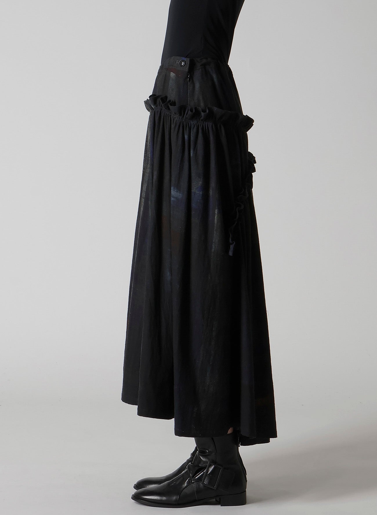 6OZ DENIM FRILL GATHERED SKIRT
