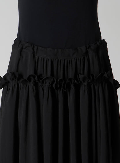 HARD-TWIST SERGE FRILL GATHER SKIRT