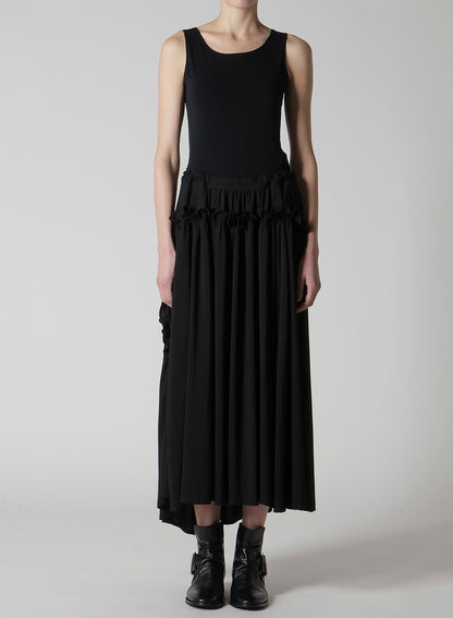 HARD-TWIST SERGE FRILL GATHER SKIRT