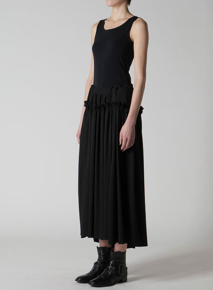 HARD-TWIST SERGE FRILL GATHER SKIRT