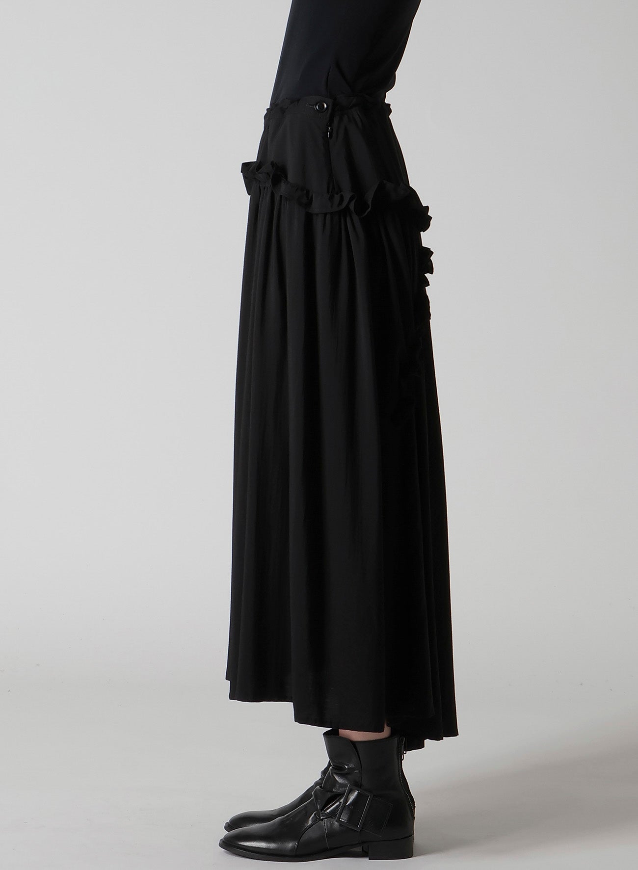 HARD-TWIST SERGE FRILL GATHER SKIRT