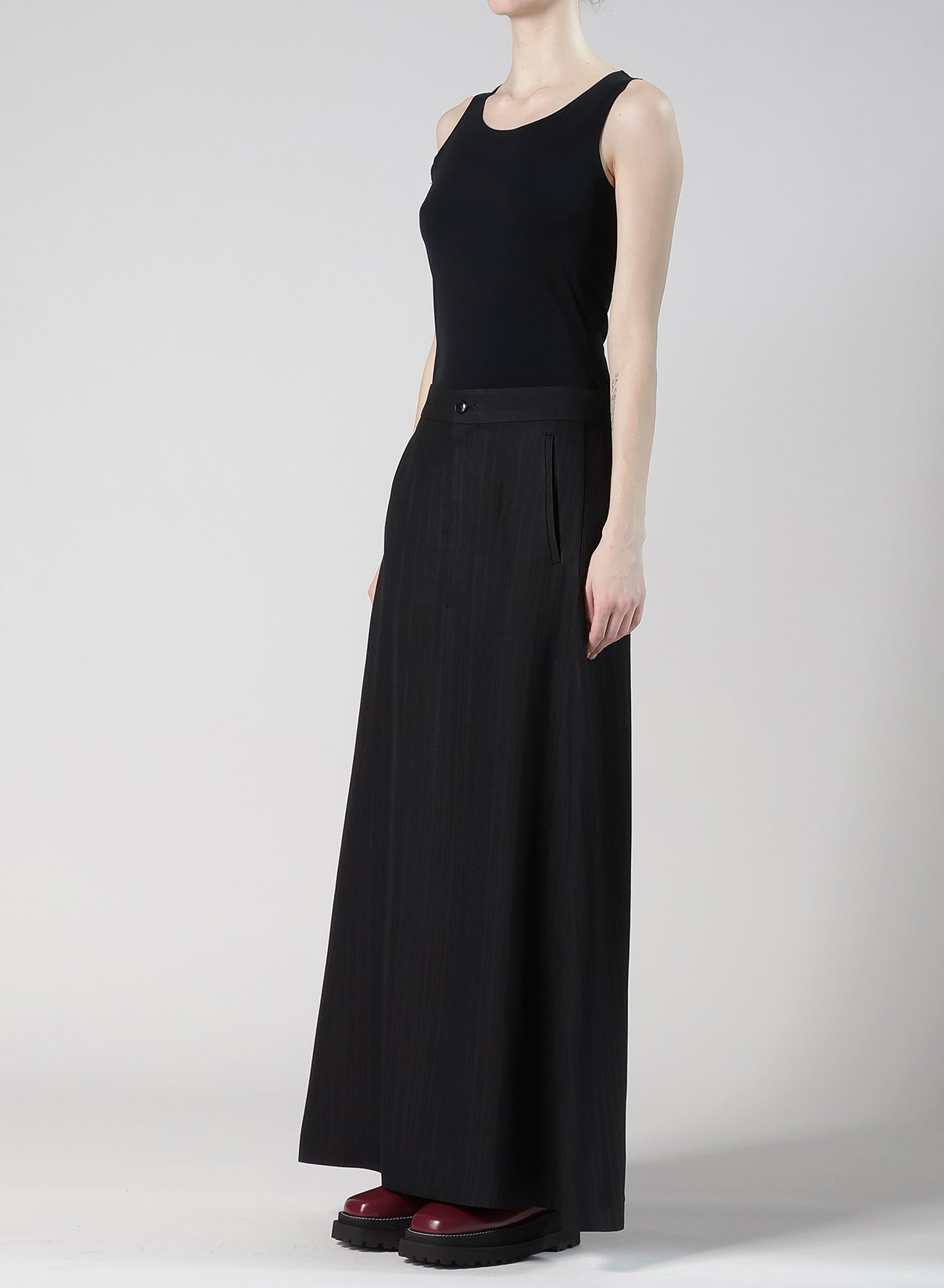 VISCOSE TWEED STRIPE A LINE SKIRT