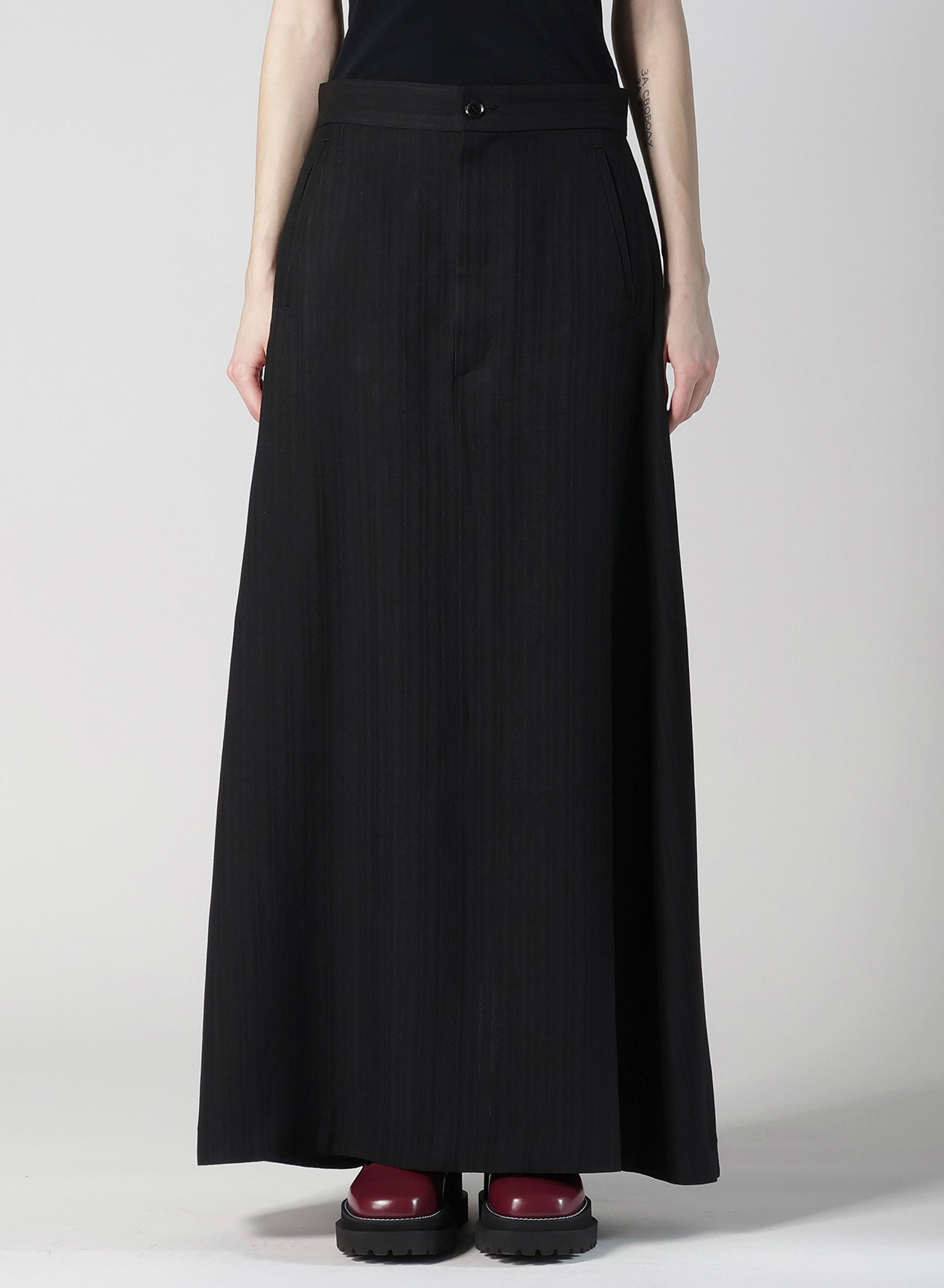 VISCOSE TWEED STRIPE A LINE SKIRT