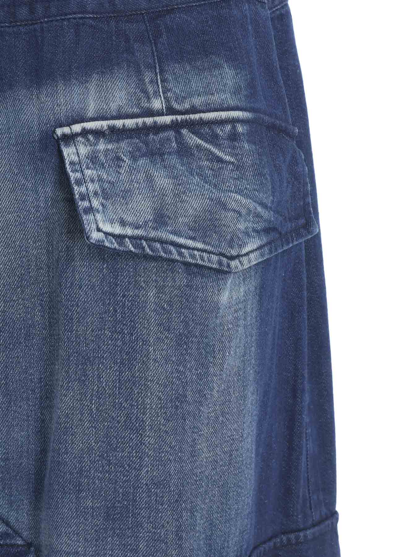 SPOTTED DENIM SIDE POCKET STRAIGHT SKIRT