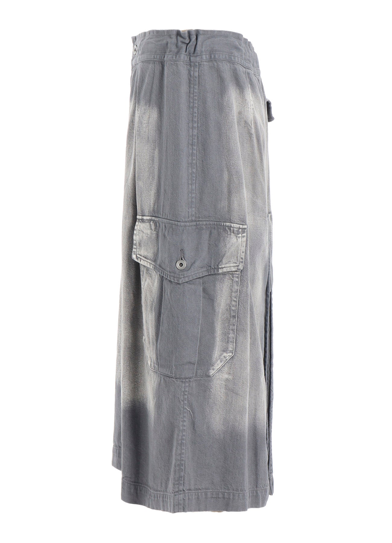 SPOTTED DENIM SIDE POCKET STRAIGHT SKIRT