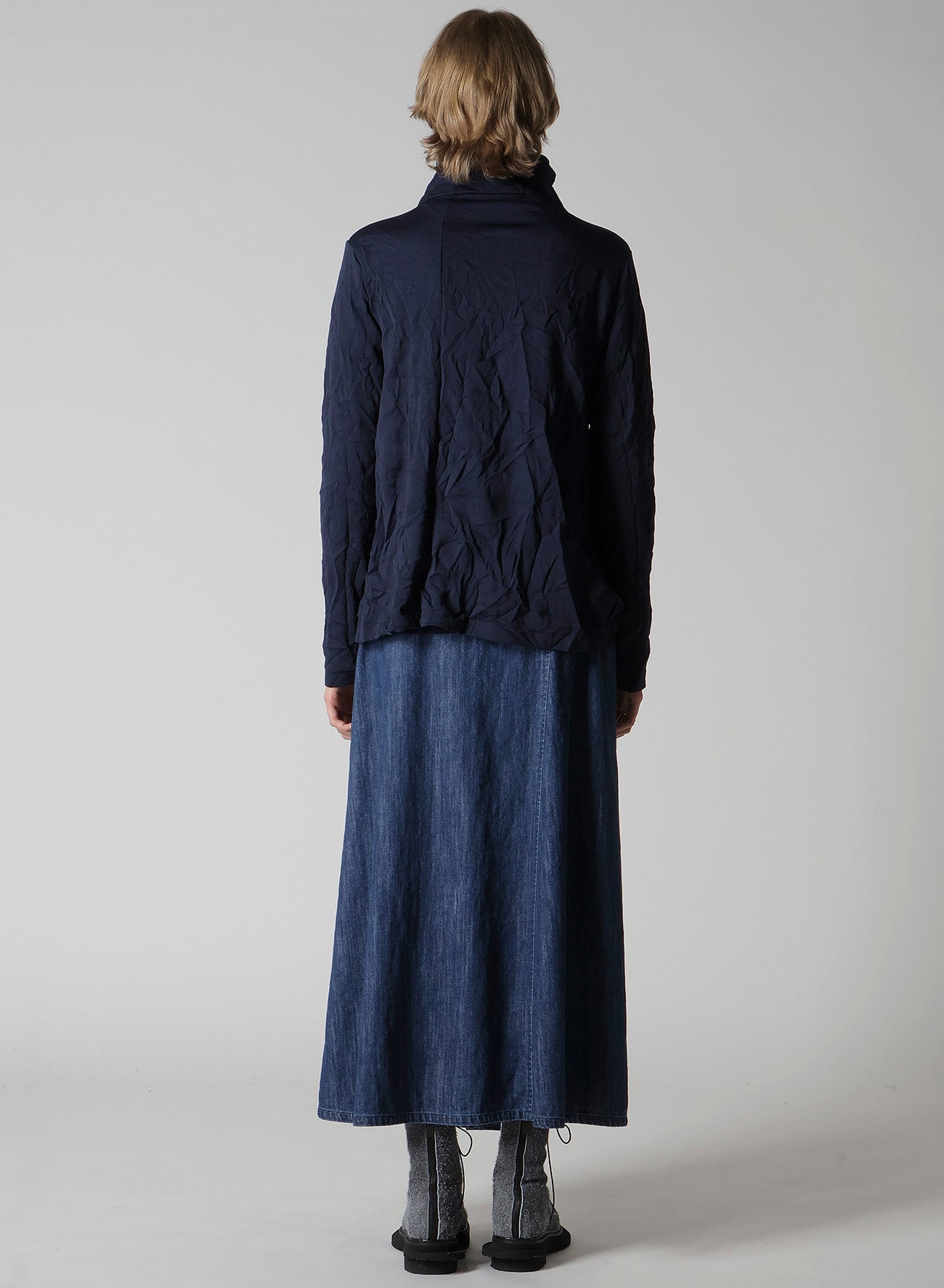 WRINKLE-EFFECT ASYMMETRIC JACKET