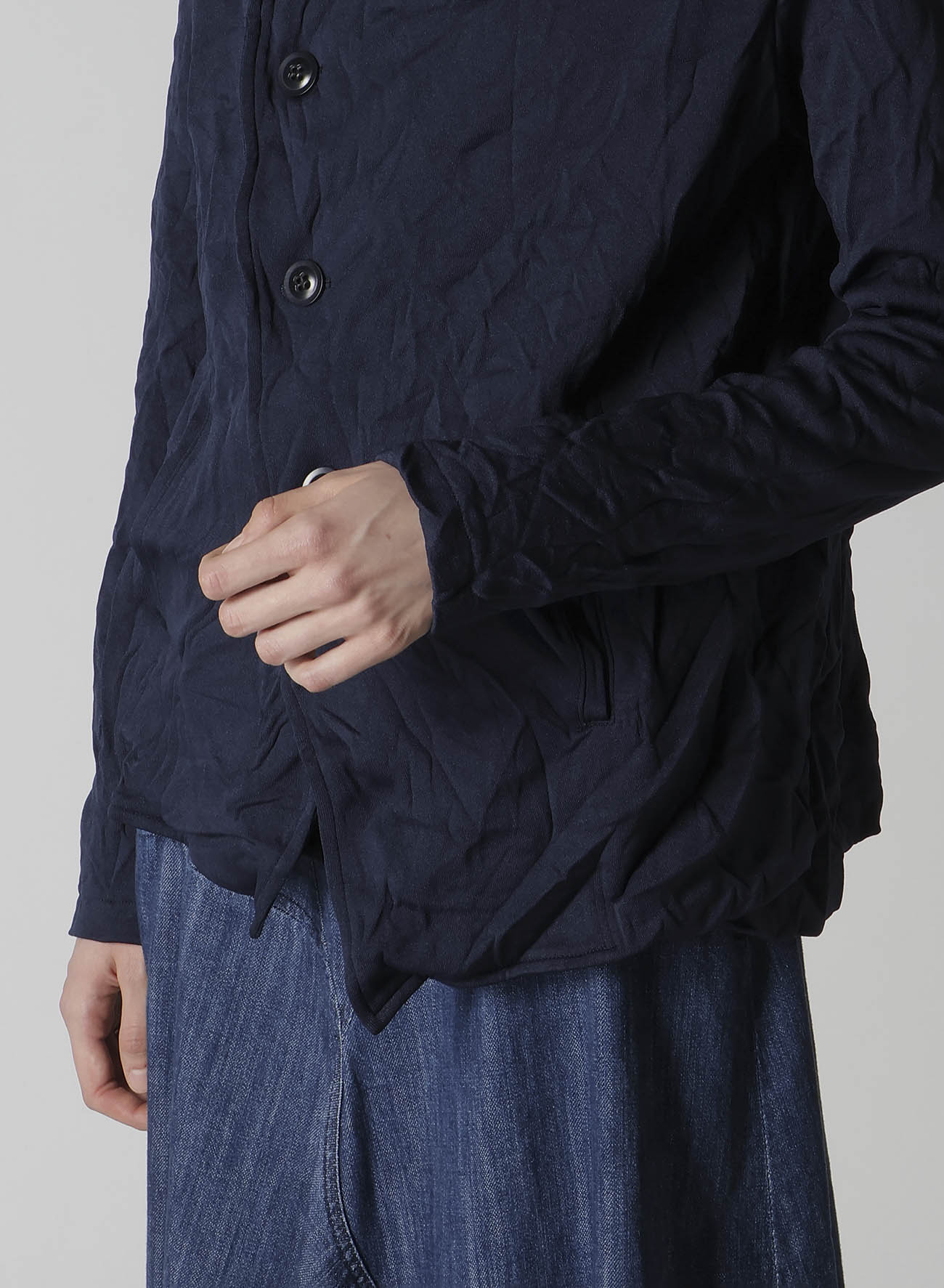 WRINKLE-EFFECT ASYMMETRIC JACKET