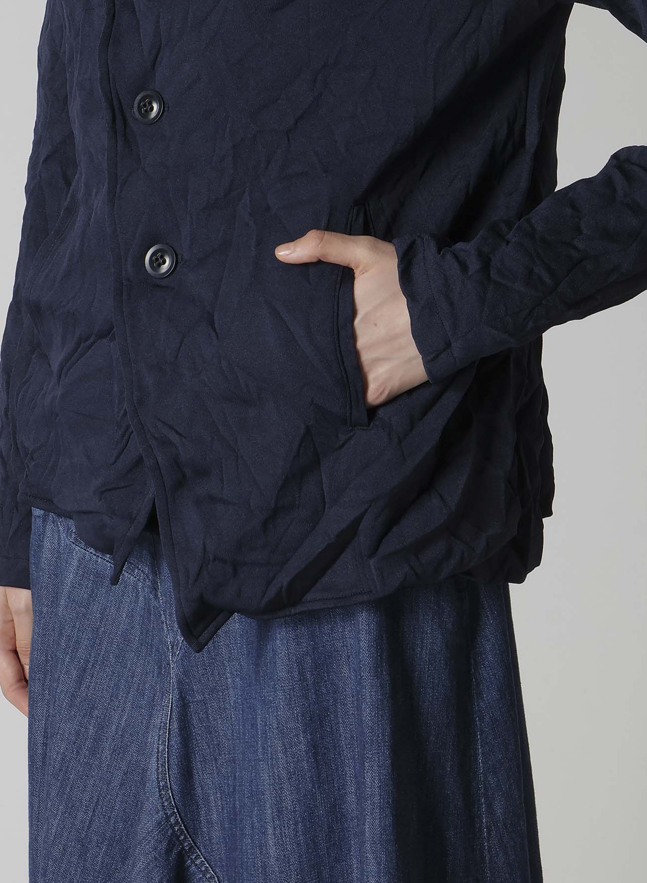 WRINKLE-EFFECT ASYMMETRIC JACKET