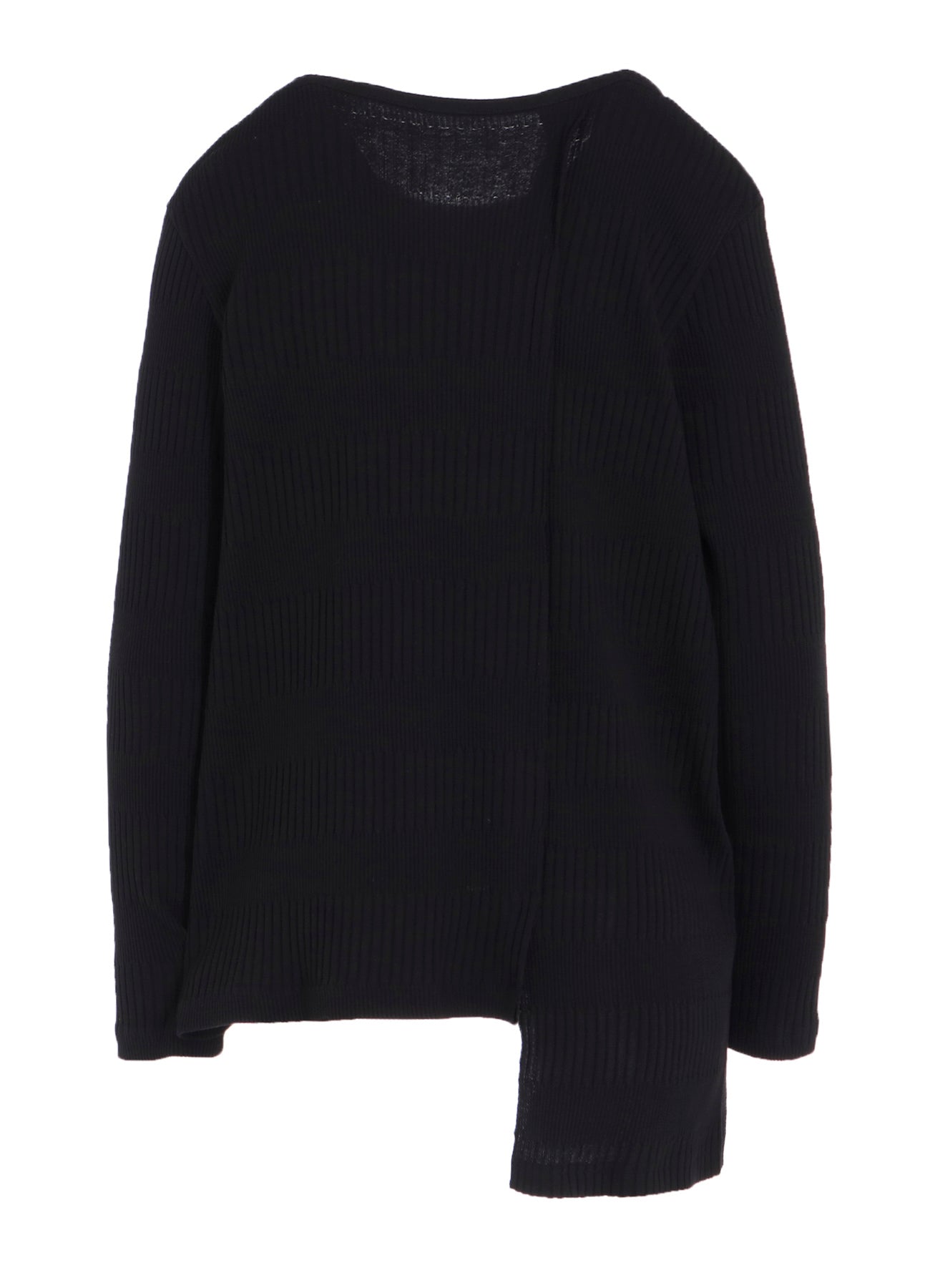RANDOM RIB STRIPE ROUND NECK ASYMMETERIC T