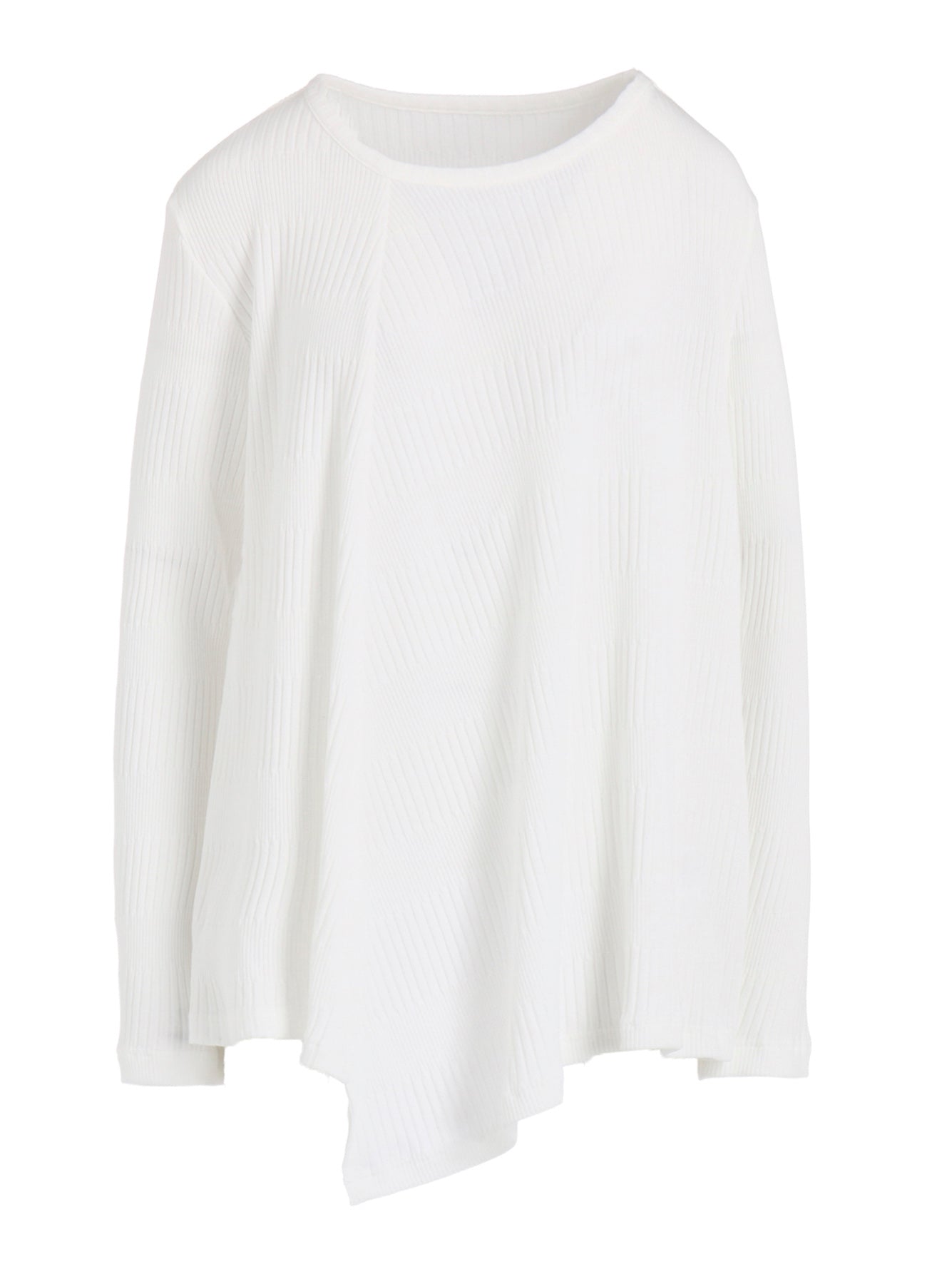 RANDOM RIB STRIPE ROUND NECK FLARE LONG SLEEVE T