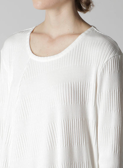 RANDOM RIB STRIPE ROUND NECK FLARE LONG SLEEVE T