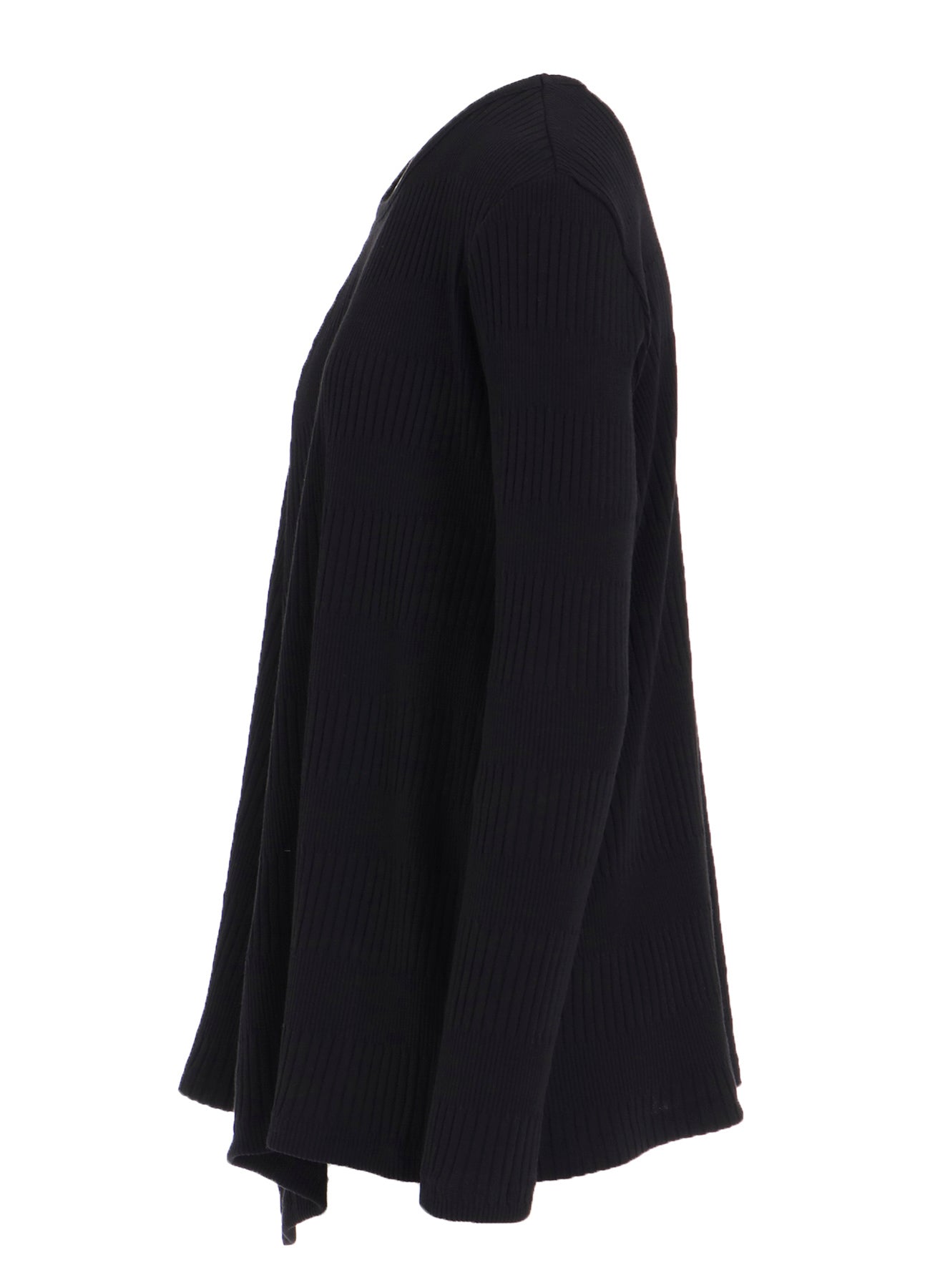 RANDOM RIB STRIPE ROUND NECK FLARE LONG SLEEVE T