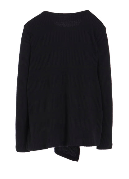 RANDOM RIB STRIPE ROUND NECK FLARE LONG SLEEVE T