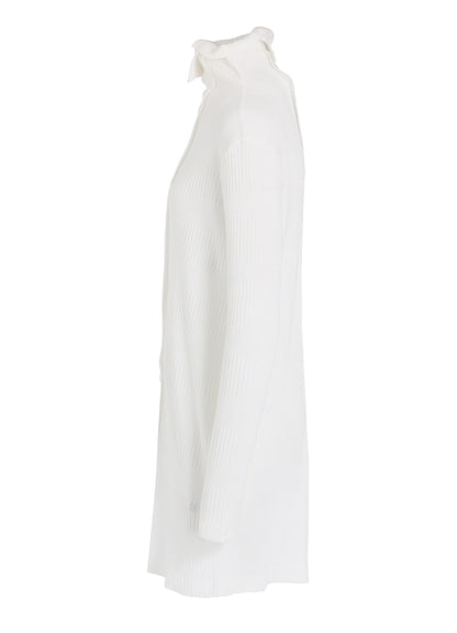 RANDOM RIB STRIPE HIGH NECK ASYMMETRIC T