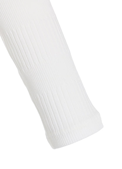 RANDOM RIB STRIPE HIGH NECK ASYMMETRIC T