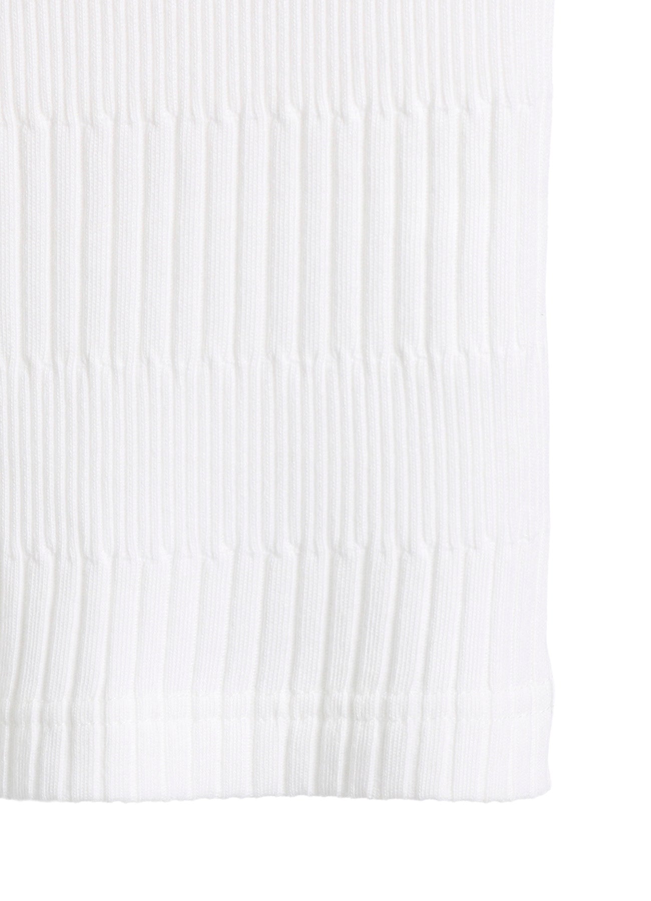 RANDOM RIB STRIPE HIGH NECK ASYMMETRIC T