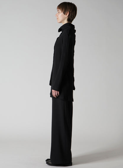 RANDOM RIB STRIPE HIGH NECK ASYMMETRIC T