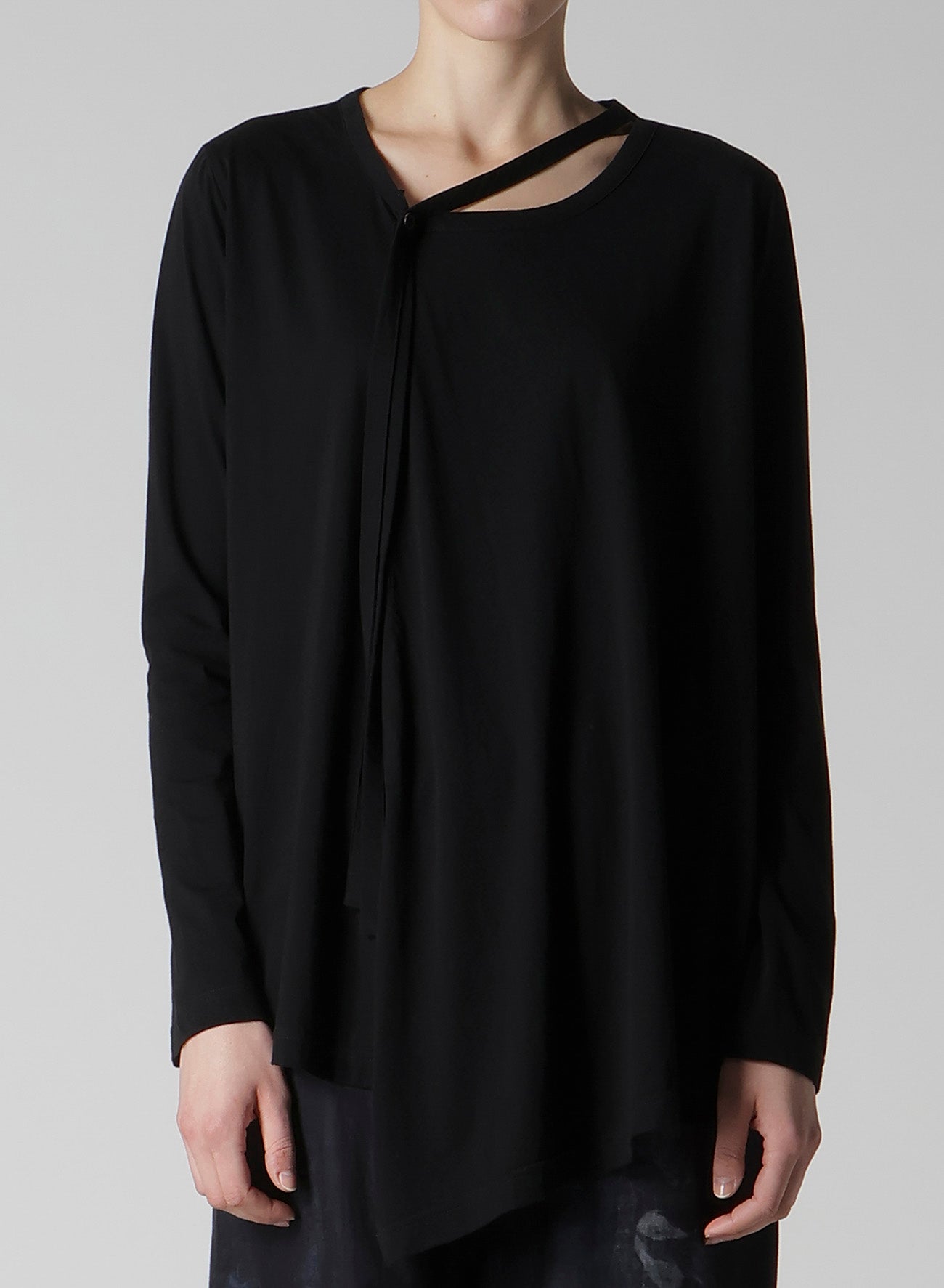 SOFT JERSEY STRING COLLAR LONG T