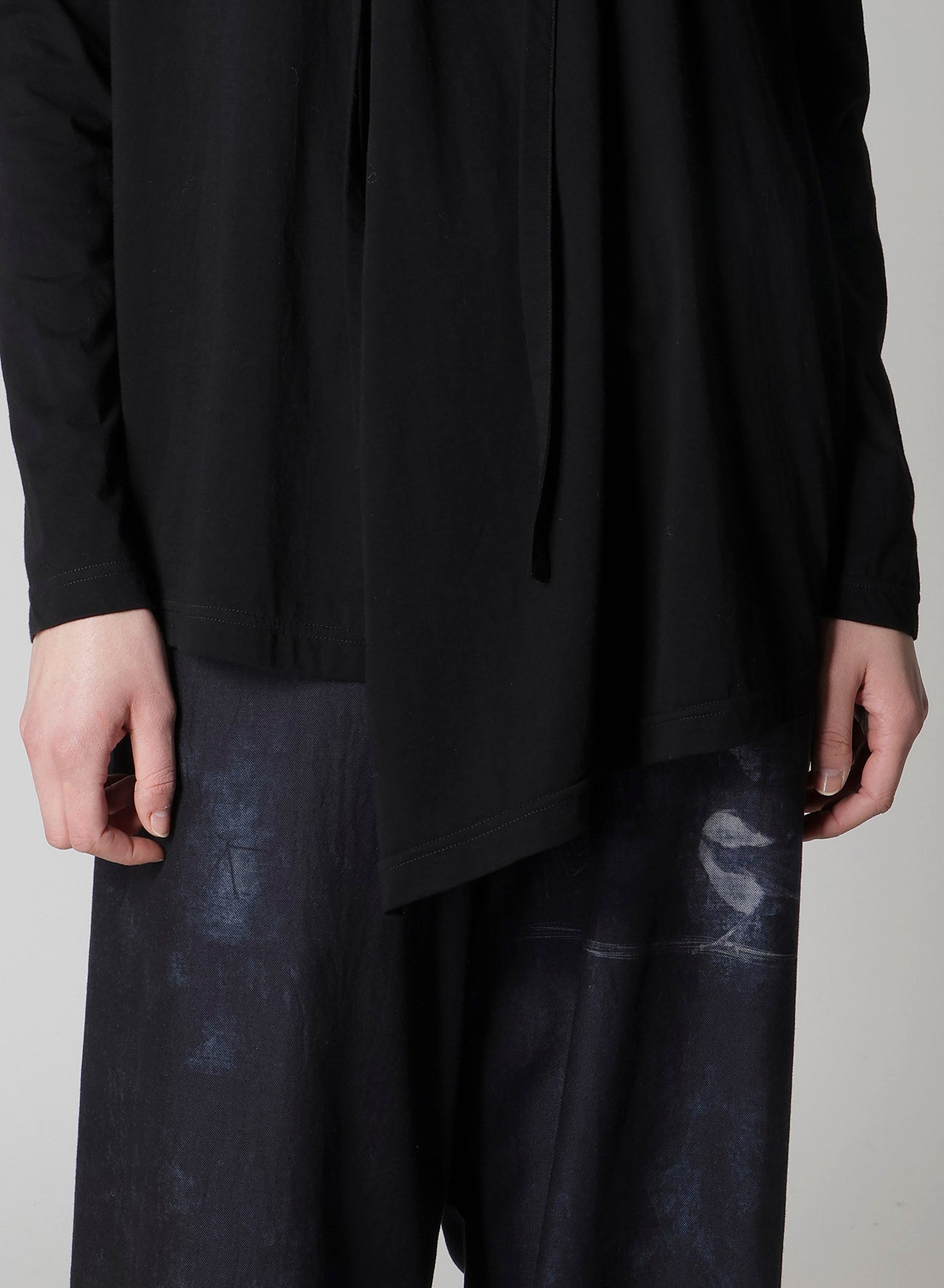SOFT JERSEY STRING COLLAR LONG T