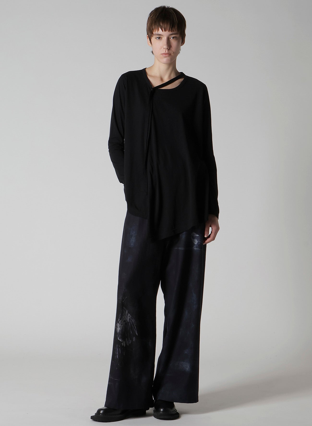 SOFT JERSEY STRING COLLAR LONG T