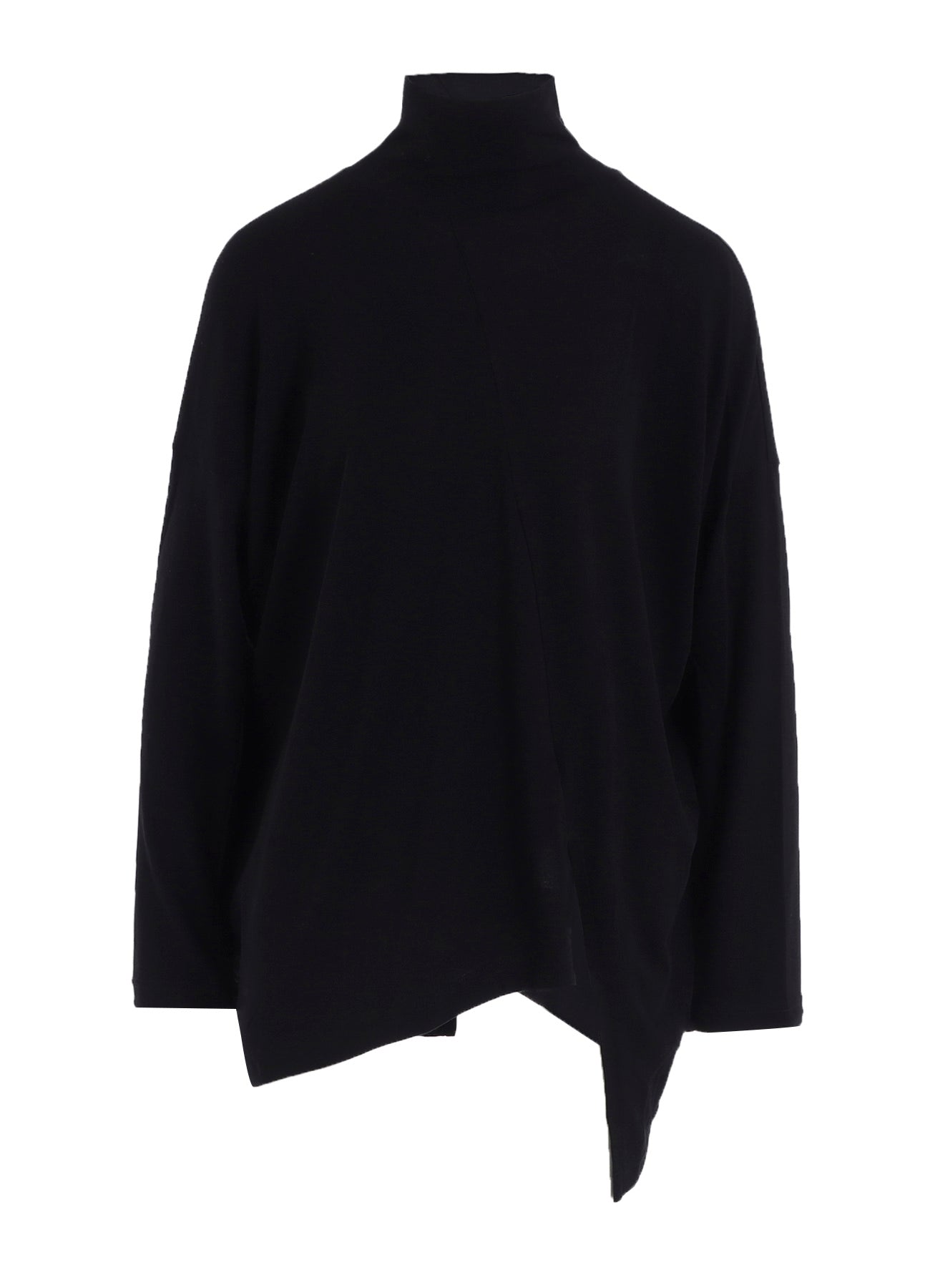 SOFT GAUZE JERSEY ASYMMETRIC HI-NECK PULLOVER