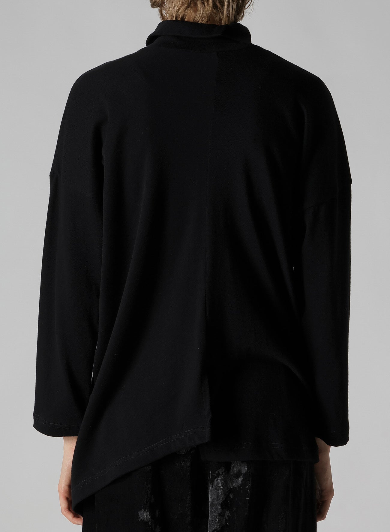 SOFT GAUZE JERSEY ASYMMETRIC HI-NECK PULLOVER