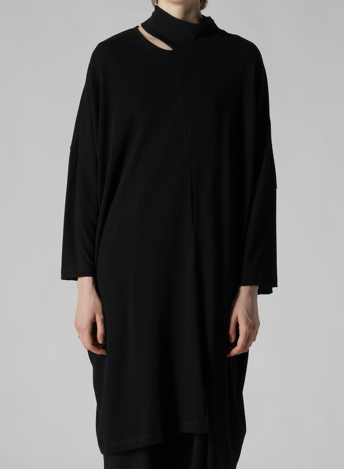 SOFT GAUZE JERSEY ASYMMETRIC DRAPE DRESS