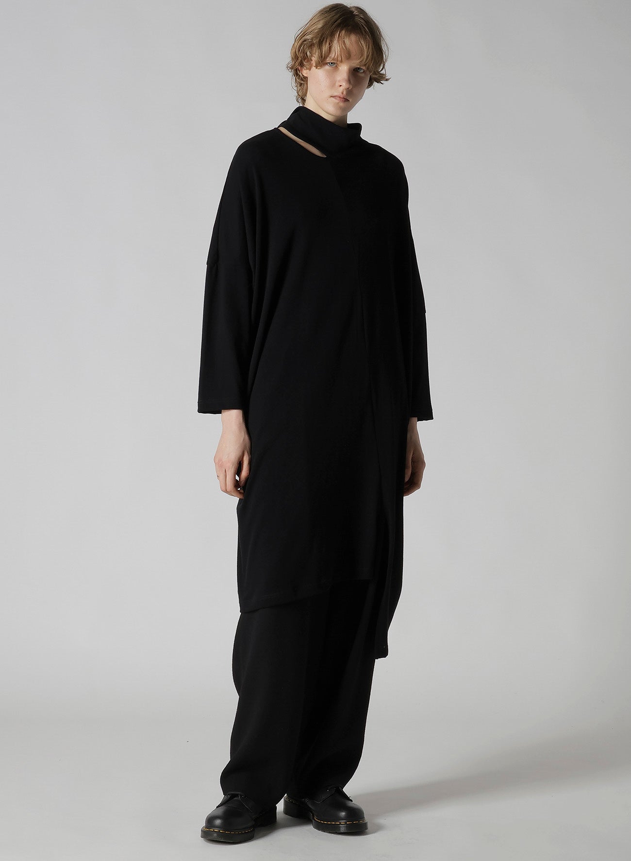 SOFT GAUZE JERSEY ASYMMETRIC DRAPE DRESS