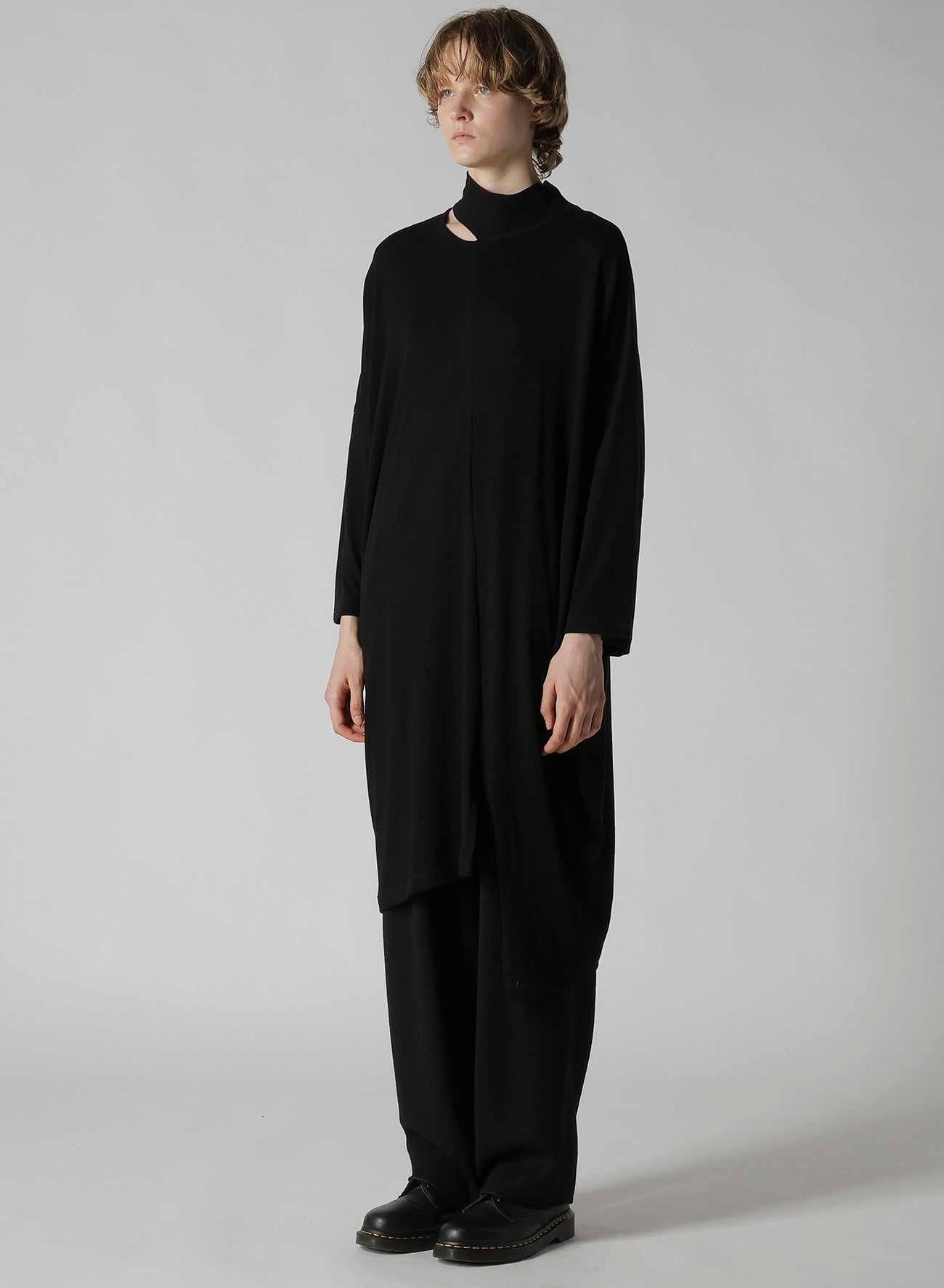 SOFT GAUZE JERSEY ASYMMETRIC DRAPE DRESS