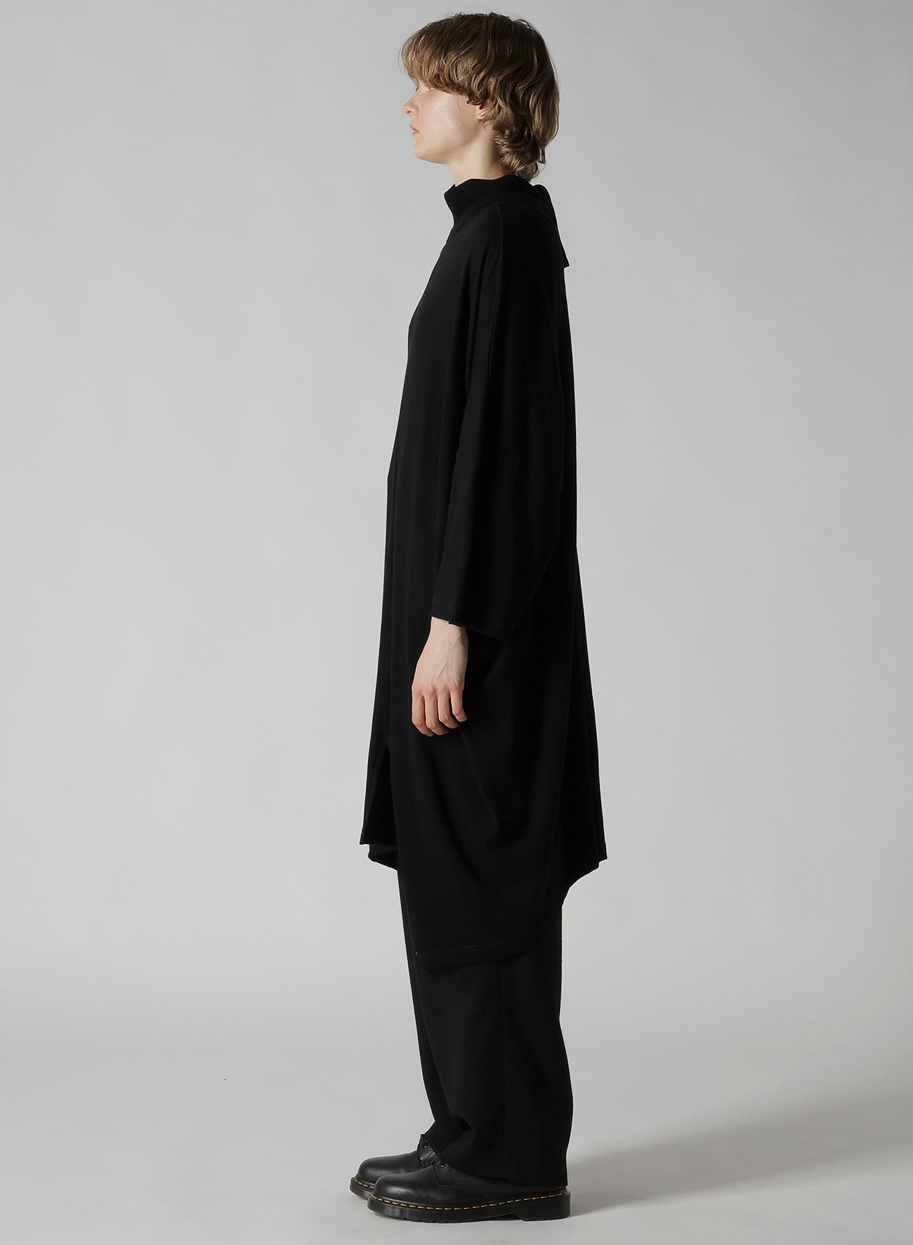 SOFT GAUZE JERSEY ASYMMETRIC DRAPE DRESS