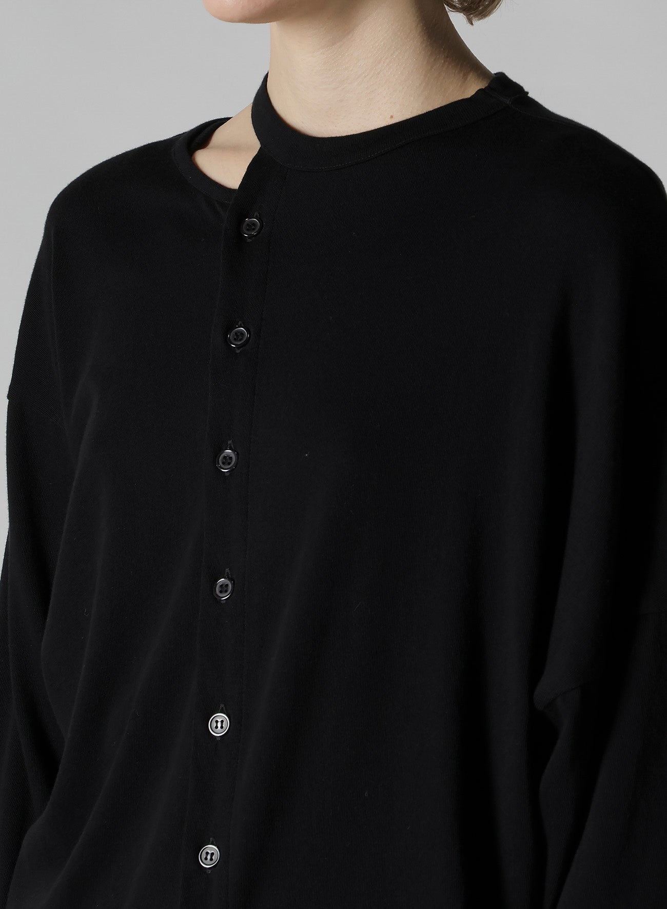 SOFT GAUZE JERSEY ASYMMETRIC DRAPE CARDIGAN