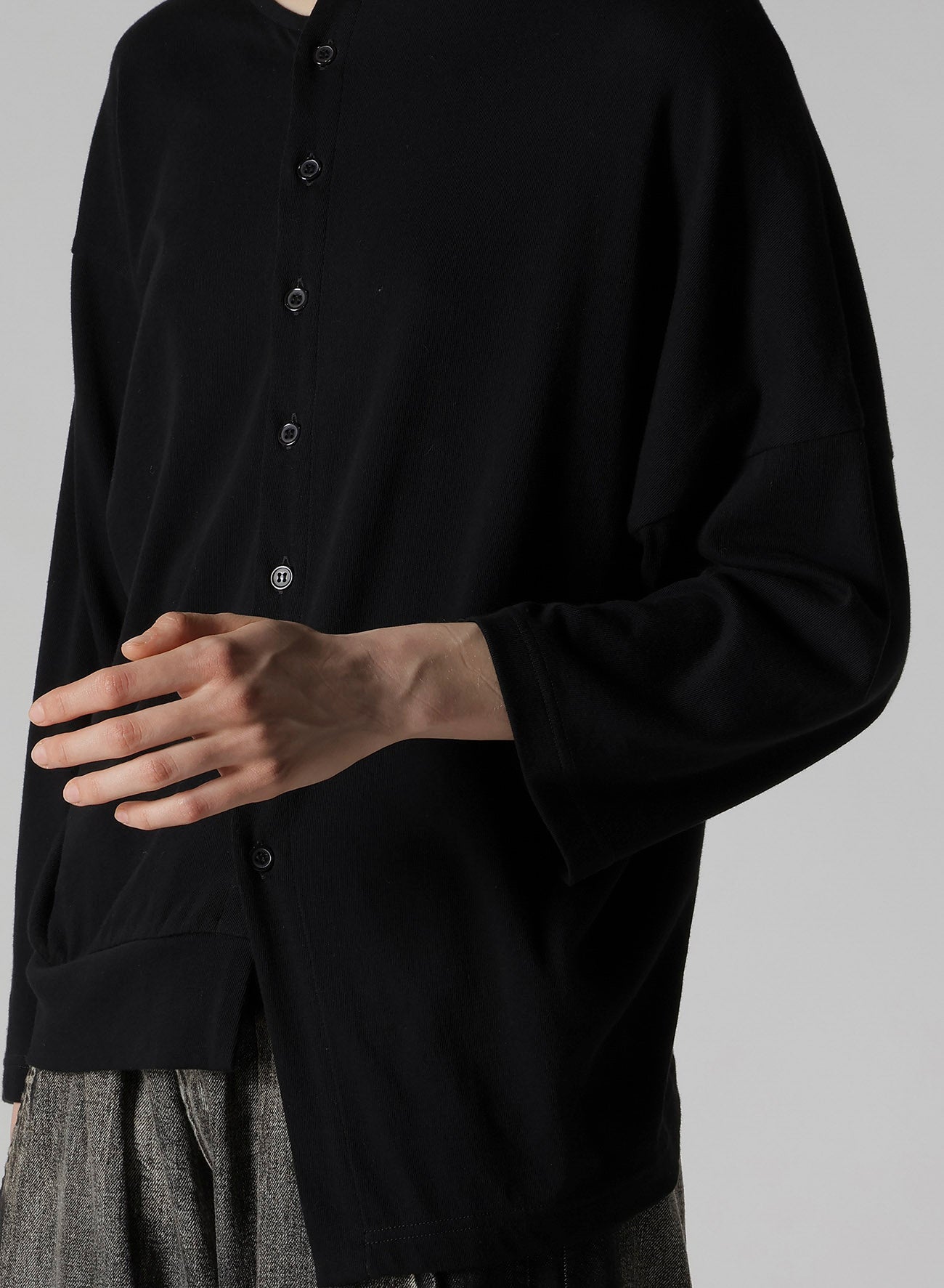 SOFT GAUZE JERSEY ASYMMETRIC DRAPE CARDIGAN